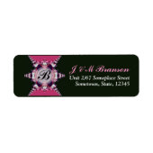 Roze & Black Art Lace Monogram Adres label (Voorkant)