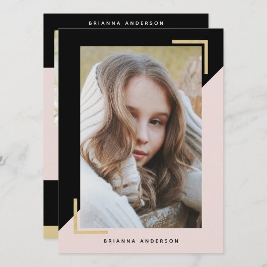 Roze Black Block Model Actor 3 Photo Comp Kaart (Voorkant / Achterkant)