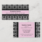 Roze Black Damask Retro mam Roepkaarten Contactkaartje (Voorkant / Achterkant)