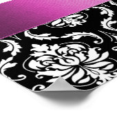 Roze Black Damask Weddenschappen Receptie Sign Poster (Hoek)