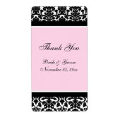 Roze Black Damask Wedding Labels (Voorkant)