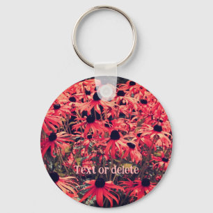 Roze Black Eyed Susan Flowers gepersonaliseerd Sleutelhanger