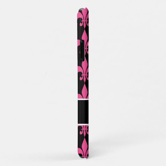 Roze Black Fleur de Lis Pattern Cute Case-Mate iPhone Case (Achterkant/rechts)