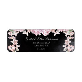 Roze & Black Floral Dark Boho Return Address Label