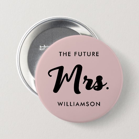 Roze Black Future Mrs Achternaam trouwend Ronde Button 7,6 Cm (Voorkant /achterkant)