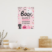 Roze Black Girl Boo Halloween Birthday Welkom Poster (Keuken)