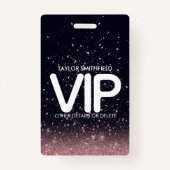 Roze Black Glitter trendy VIP lanyard badge aangep (Voorkant)