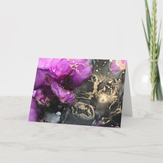 Roze Black Gold Celestial Heavens Blank Notecard Bedankkaart (Voorkant)