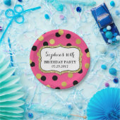 Roze Black Gold Confetti Birthday Party Bord (Feest)