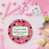 Roze Black Gold Confetti Birthday Party Bord (Feest)