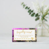 Roze Black Gold Foil Harts Salon Loyalty Card (Staand voorkant)