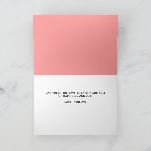 Roze Black Heart Merry-kerstfoto Feestdagen Kaart (Binnen)