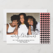 Roze Black Heart Merry-kerstfotokaart (Voorkant)
