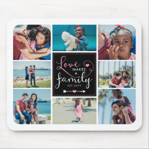 Roze Black Love maakt familiefoto collage Muismat