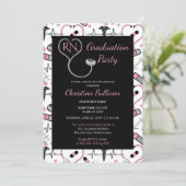 Roze | Black Medical Nurse Graduation Party Kaart (Staand voorkant)