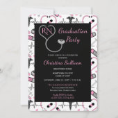 Roze | Black Medical Nurse Graduation Party Kaart (Voorkant)