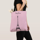 Roze Black Paris Eiffeltoren met naam Tote Bag (Dichtbij)