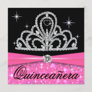 Roze Black Quinceanera Princess Tiara Bling Kaart