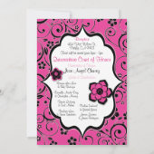 Roze & Black Quinceañera Uitnodiging, gezoet 15 Kaart (Achterkant)