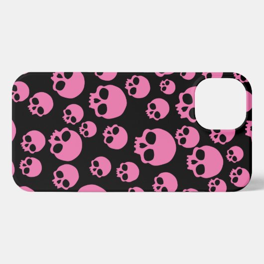 Roze Black Random Skulls Pattern iPhone Hoesje (Achterkant horizontaal)