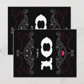 Roze & Black Rock 'n' Roll Music Thed Wedding Briefkaart (Voorkant / Achterkant)