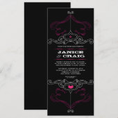 Roze & Black Rock 'n' Roll Music Thed Wedding Kaart (Voorkant / Achterkant)