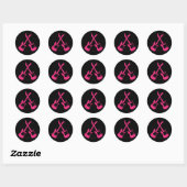 Roze & Black Rock 'n' Roll Music Thed Wedding Ronde Sticker (Vel)