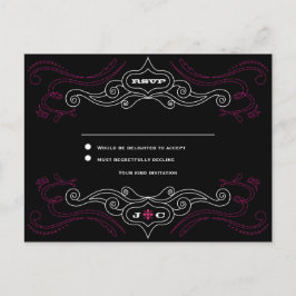 Roze & Black Rock 'n' Roll Music Thed Wedding Uitnodiging Briefkaart