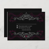 Roze & Black Rock 'n' Roll Music Thed Wedding Uitnodiging Briefkaart (Voorkant / Achterkant)