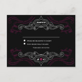 Roze & Black Rock 'n' Roll Music Thed Wedding Uitnodiging Briefkaart (Voorkant)