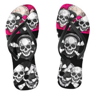Roze Black Skull Bling Patroon Teenslippers
