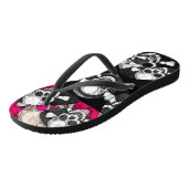 Roze Black Skull Bling Patroon Teenslippers (Schuin)