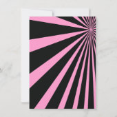 Roze Black Sun Beams Birthday Party Invitation Kaart (Achterkant)