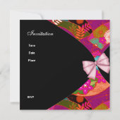 Roze Black Sweet 16 Birthday Party Invitation Flor Kaart (Achterkant)