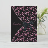 Roze Black Swirls Party-uitnodigingen Kaart (Staand voorkant)