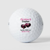 Roze Black Two Hearts Joing Weddenschap Golfballen (Voorkant)