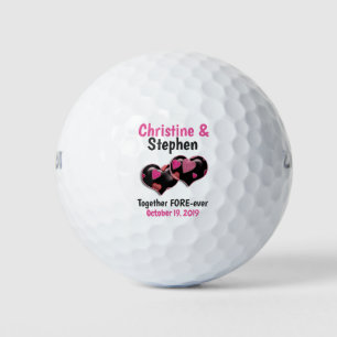 Roze Black Two Hearts Joing Weddenschap Golfballen