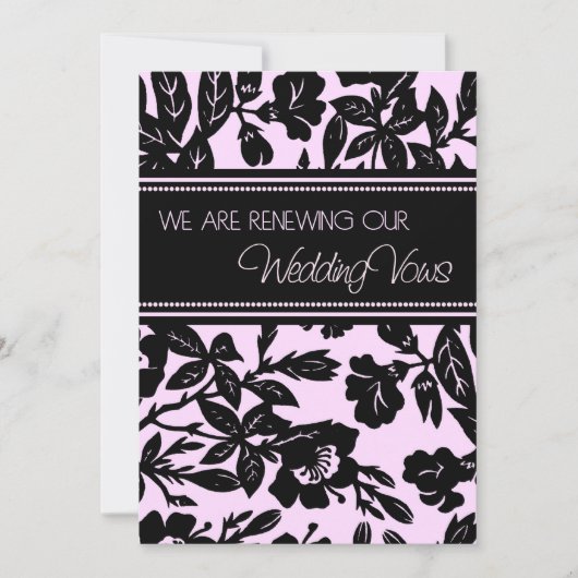 Roze Black Wedding Vow Renewal Uitnodigingskaart Kaart (Voorkant)