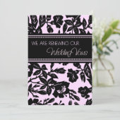 Roze Black Wedding Vow Renewal Uitnodigingskaart Kaart (Staand voorkant)