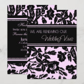 Roze Black Wedding Vow Renewal Uitnodigingskaart Kaart (Voorkant / Achterkant)