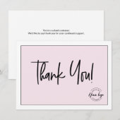 Roze Black White Company Logo Sociale Dank u Bedankkaart (Voorkant / Achterkant)