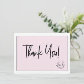 Roze Black White Company Logo Sociale Dank u Bedankkaart (Staand voorkant)
