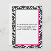 Roze Black White Damask Vrijgezellenfeest Invite Kaart (Achterkant)