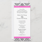 Roze Black White Heart Damask Weddenschap Kaart (Voorkant)