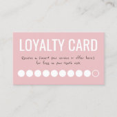 Roze Black White Ten Visit Loyalty Punch Card (Voorkant)