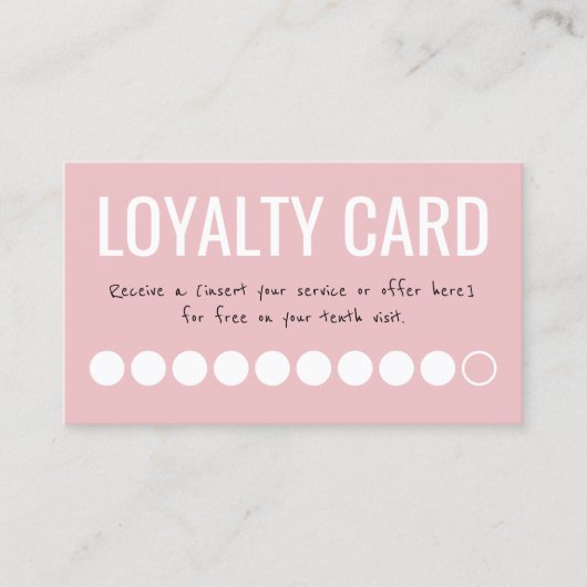 Roze Black White Ten Visit Loyalty Punch Card (Voorkant)