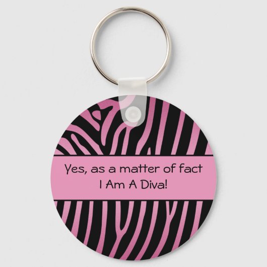 Roze Black Zebra Diva Sleutelhanger (Voorkant)