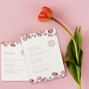 Roze Blad Double Geluk Chinees Huwelijk Kaart