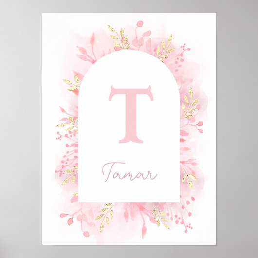 roze blad kinderkamer poster (Voorkant)