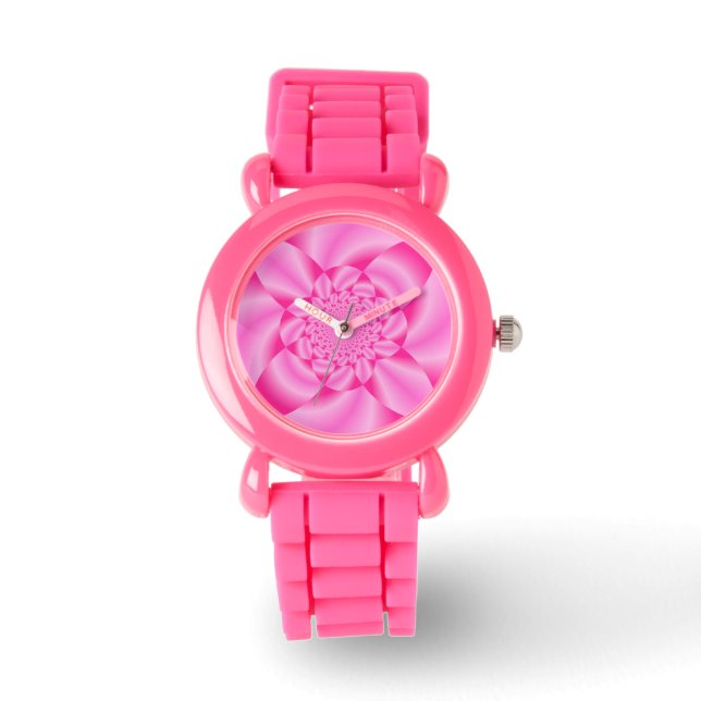 Roze Blad Kroesblad  Horloge (Voorkant)